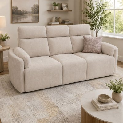 Bruno 3 Seater Recliner Sofa - Beige