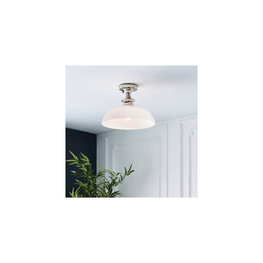Endon Barford Semi Flush Light Polished Nickel