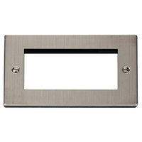 Deco Stainless Steel 2G Data Module Plate 4 Apertures