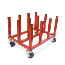 PlastGrommet Mobile Floor Rack 16 Rolls 3inch Core