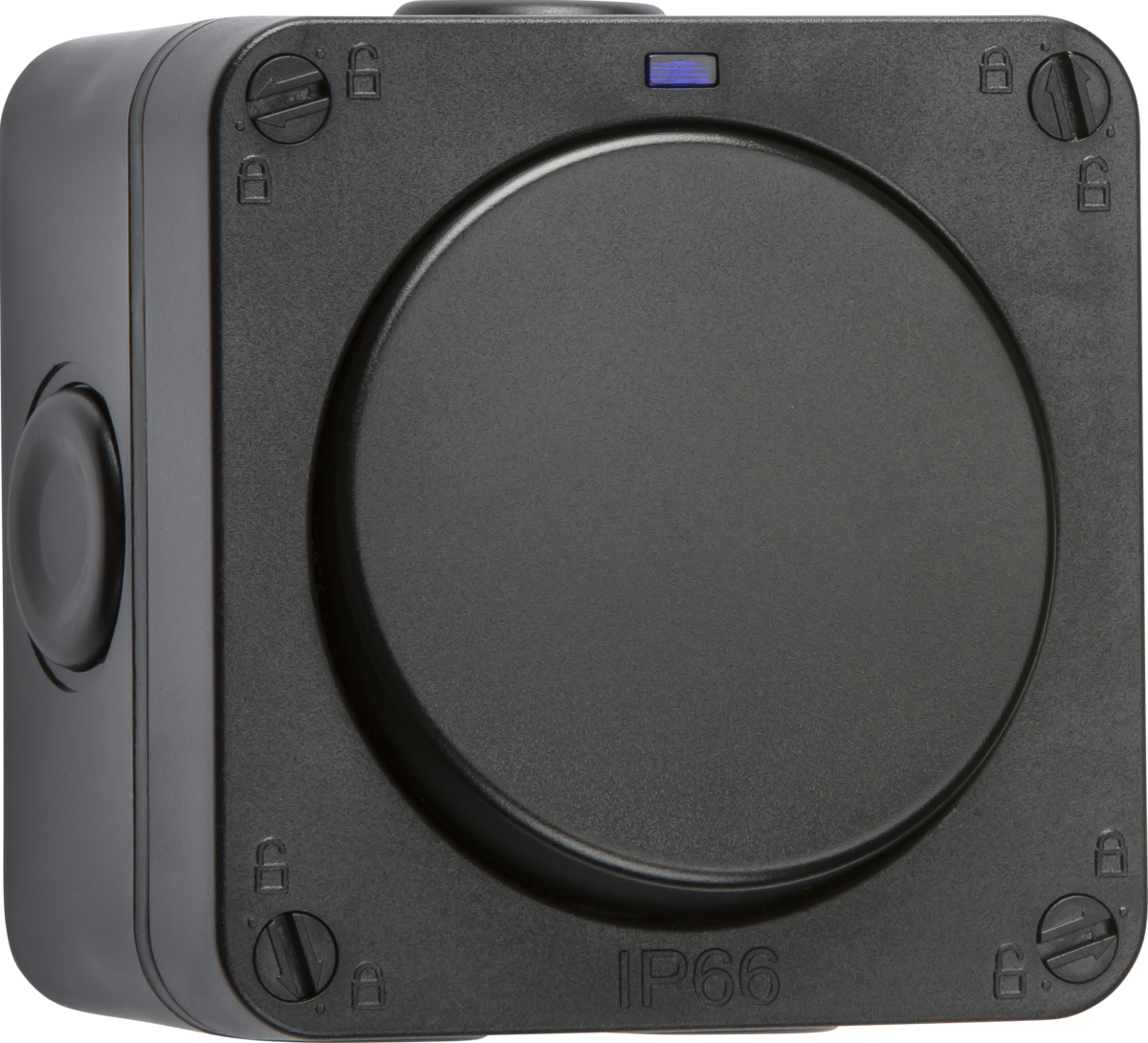 Knightsbridge 1G 2W IP66 Black Switch OP2