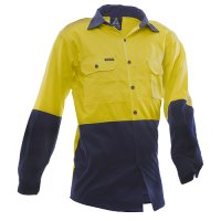 Hi-Vis DO Cotton Shirt, LS, Yellow/Navy