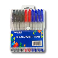 Inspire Ballpoint Pens - Assorted 10pk (4 x Black, 4 x Blue, 2 R