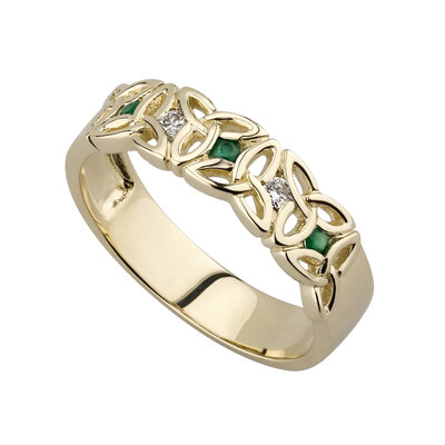 Silver 10k Gold Diamond Celtic Trinity Knot Ring Irish Made by Solvar s2977 Silver 10k Gold Diamond Celtic Trinity Knot Ring Irish Made by Solvar s2977