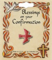 Confirmation Brooch/Red Enamelled Dove   (F1746)