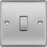 BG Electrical NBS12-01 Single Light Switch, Brushed Steel, 2-Way