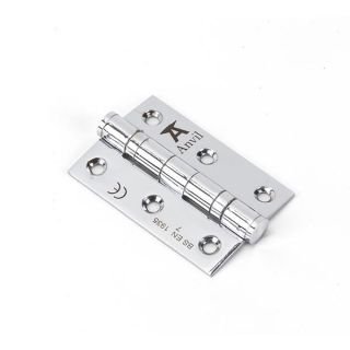49575 - Polished Chrome 3 Inch Ball Bearing Butt Hinge (Pair) SS