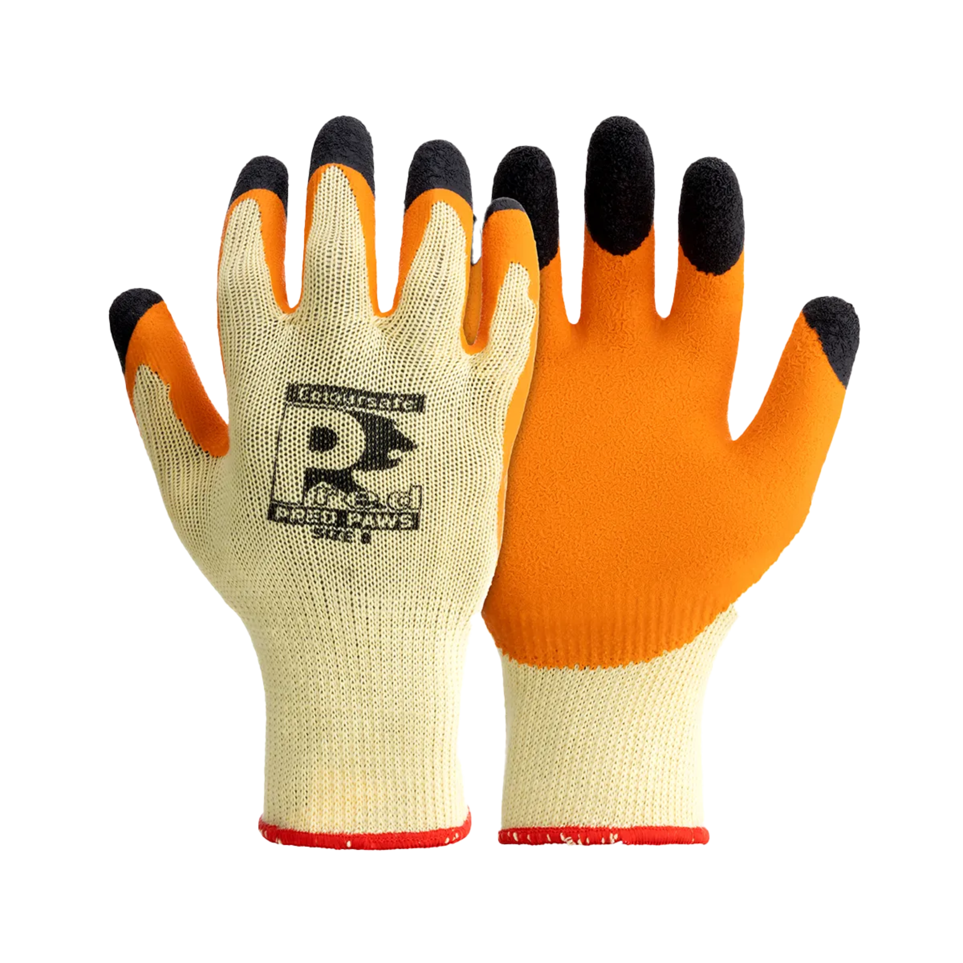 PRED PAWS DOUBLE DIPPED LATEX GLOVE, BLACK/ ORANGE