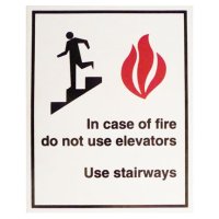 In Case of Fire Use Stairways, 8"W x 10"H, Vinyl