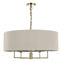 JAMELIA 5LT PENDANT ANTIQUE BRASS WITH TAUPE SHADE