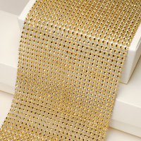 Plastic Diamante Effect 24 Row Band Gold - 9yds