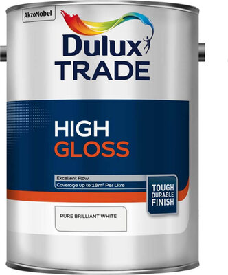 Dulux Trade High Gloss Pure Brilliant White 5L Paint 5091026