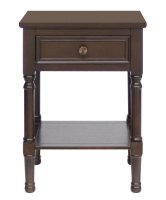 In Stock March Jacobean Brown 1 Drawer 1 Shelf Side Table 45x35x61cm