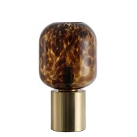 Sambre Table Lamp with Dark Tiger Like Coloured Glass Shade