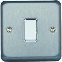 MK ALBANY BRUSHED CHROME FLUSH SWITCH 1 GANG