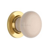 8010-PB - Cream Crackle Knob With Polished Brass Base