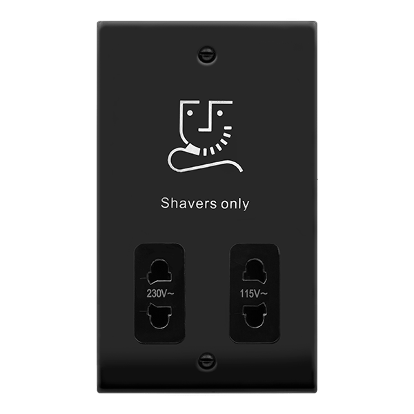 Click Deco Dual Voltage Shaver Socket Matt Black Black Insert VPMB100BK