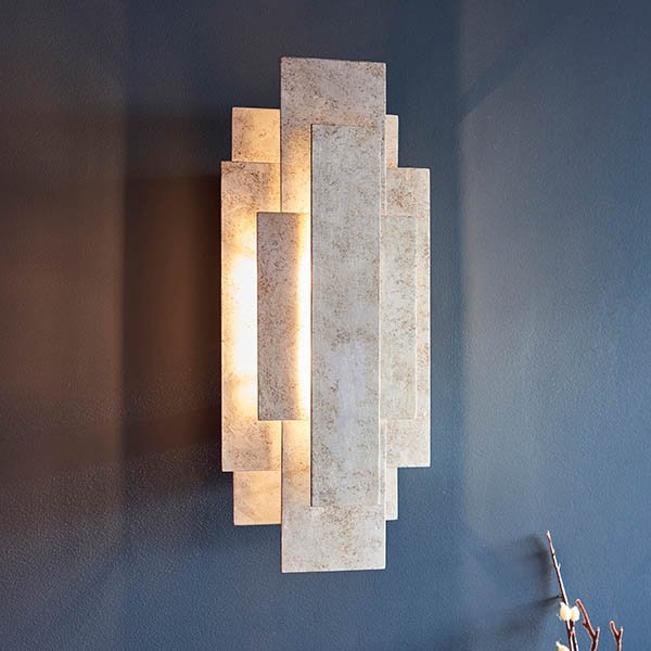 Endon Rectangular Silver Panel Wall Light