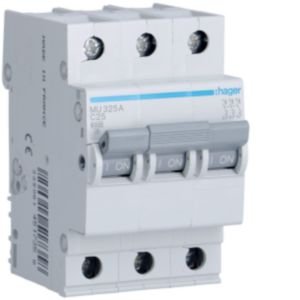 Hager 25A 3P C Curve 6kA MCB MU325A