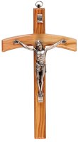 Olive Wood Crucifix 6 inch/Metal Crucifix   (10657)