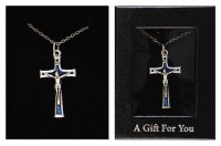 Necklet - Crucifix/Blue Enamel  (65505)