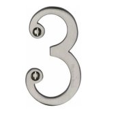 C1560-3-SN - Heritage Brass Numeral 3 Face Fix 76mm (3") Satin Nickel Finish