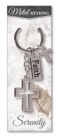 Metal Key Ring/Open Cross/Faith  (74906)