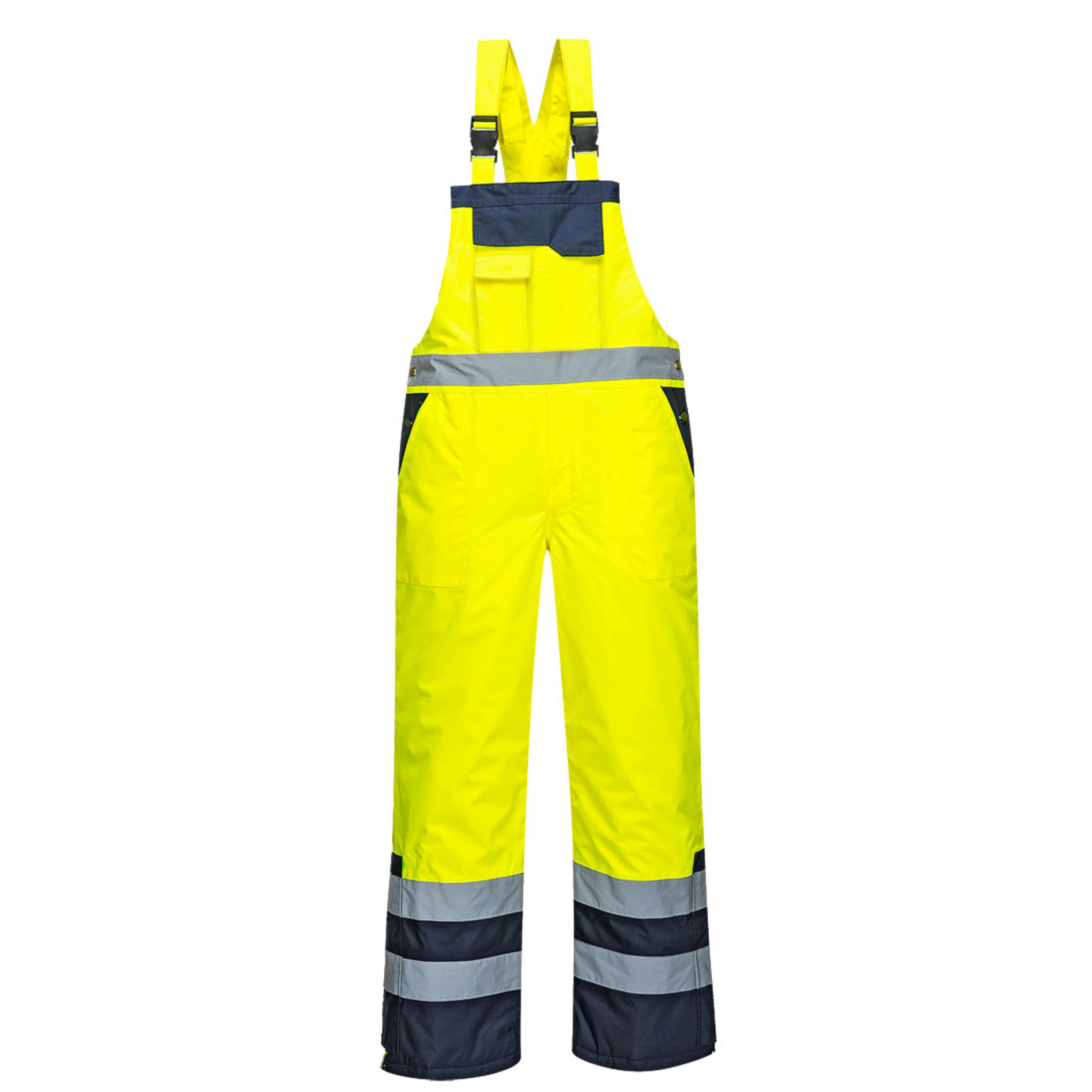 Hi‑Vis Contrast Bib & Brace, Yellow/Navy