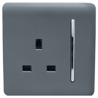 TRENDI 1 GANG 13AMP SWITCHED SOCKET WARM GREY