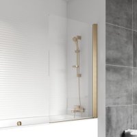 Tucker French 815mm Power Shower Bath Screen (Reversible) Brushed Brass