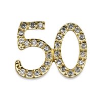 Small Diamante "50th" On Stem Gold - 20 x 20mm