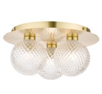 LAURA ASHLEY PRAGUE 3 LT FLUSH BATHROOM LIGHT GLASS SATIN BRASS IP44