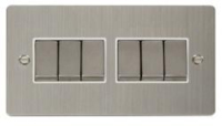 6G 2W SWITCH FLAT SCREWED STAINLESS STEEL WHI