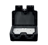 BLACK IP66 13A 2 GANG OUTDOOR SOCKET