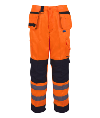 PCOMTR Builder Two-Tone Hi-Vis Trousers Orange/Black