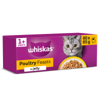 Whiskas Adult Cat Poultry Feasts in Jelly Pouches 80x85gm FD26H