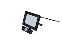 HiLume 10W LED flood light with PIR, IP65, Black, 3000K, c/w 1m flex