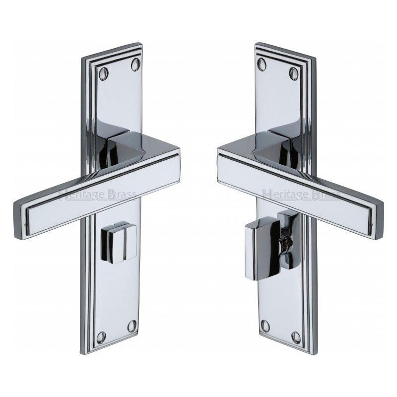 ATL5730-PC - Heritage Brass Door Handle for Bathroom Atlantis Design Polished Chrome Finish					