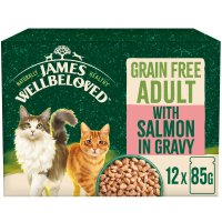 James Wellbeloved Cat Adult Grain Free with Salmon in Gravy Pouch 12x85g
