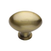 C114-38-AT - Heritage Brass Cabinet Knob Victorian Oval Design 38mm Antique Brass Finish