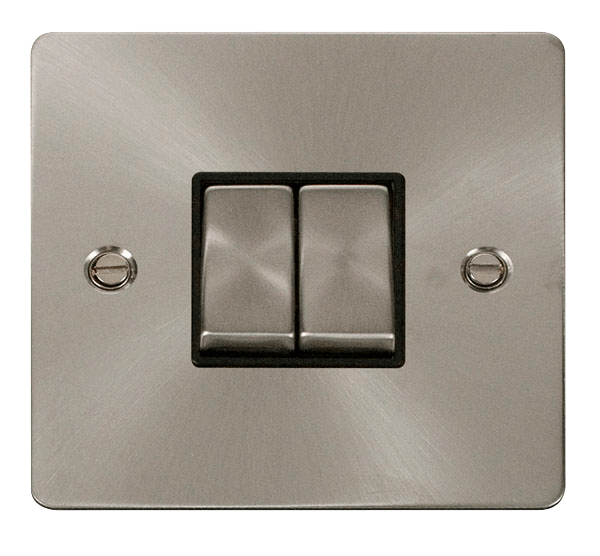 Click Define 2G 2W Switch Brushed Steel Black Insert FPBS412BK