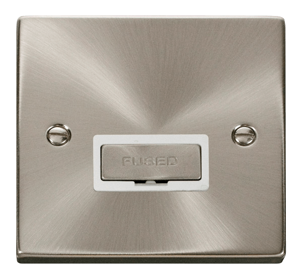 Click Deco 13A Unswitched Fused Spur Satin Chrome White Insert VPSC750WH