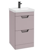FREYA 50CM 2 DRAWER FLOORSTANDING VANITY UNIT MATT CASHMERE PINK-MATT BLACK HANDLE