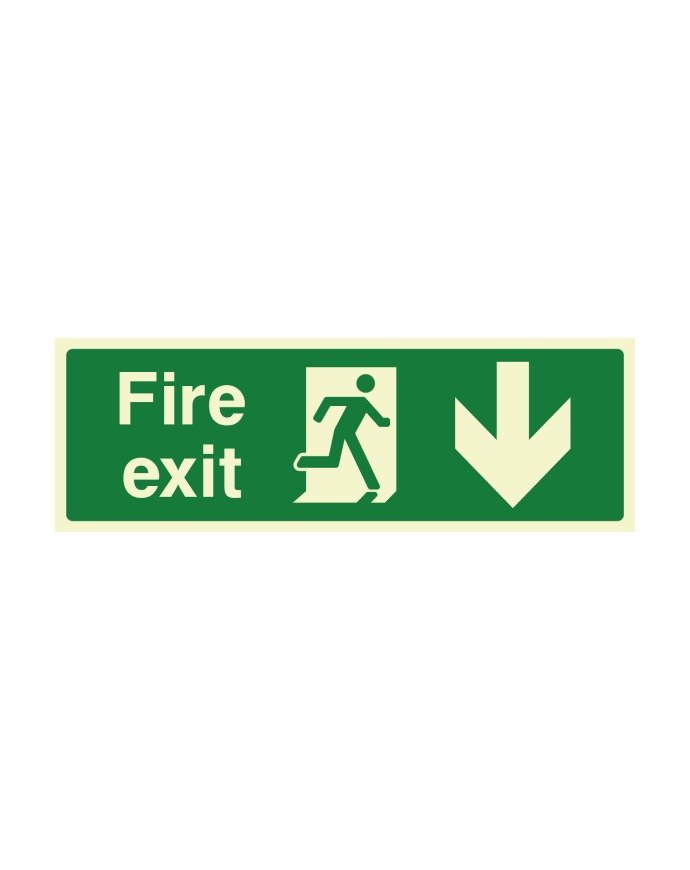 FIRE EXIT DOWN SIGN PHOTOLUMINESCENT 300MM X 100MM
