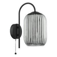 IDRA WALL LIGHT MATT BLACK WITH SMOKED RIBBED GLASS
