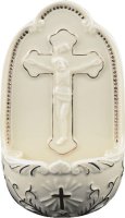 Porcelain Font/5 inch - Crucifix Design   (30202)