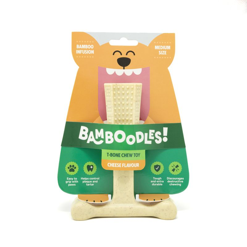 Bamboodles T-Bone Dog Chew Cheese Medium 6" x 1