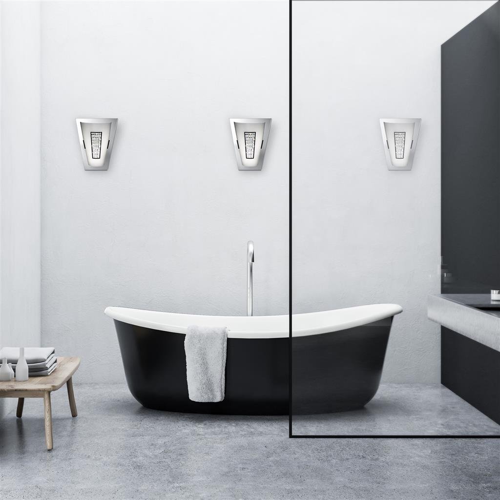 Searchlight Portland LED Bathroom Wall Light - Chrome, Glass & Ice, IP44