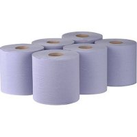 Centre Feed Rolls Blue 140m, 2-Ply, Recycled Paper (6 per pack)