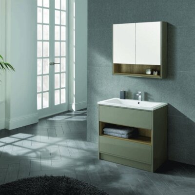 Lucca 80cm Floor Standing Vanity Unit - Gloss Taupe